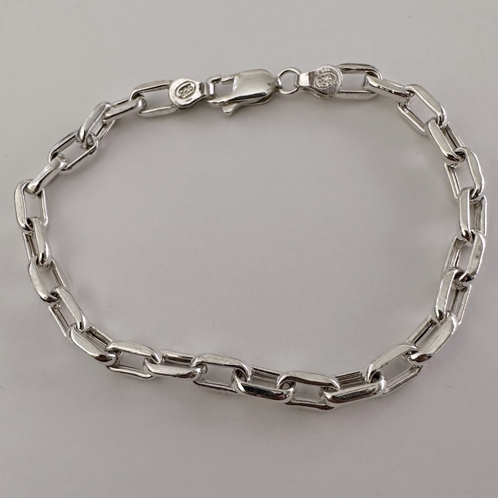 925 Silver 5mm bracelet unisex handmade link chain 6.5 inches